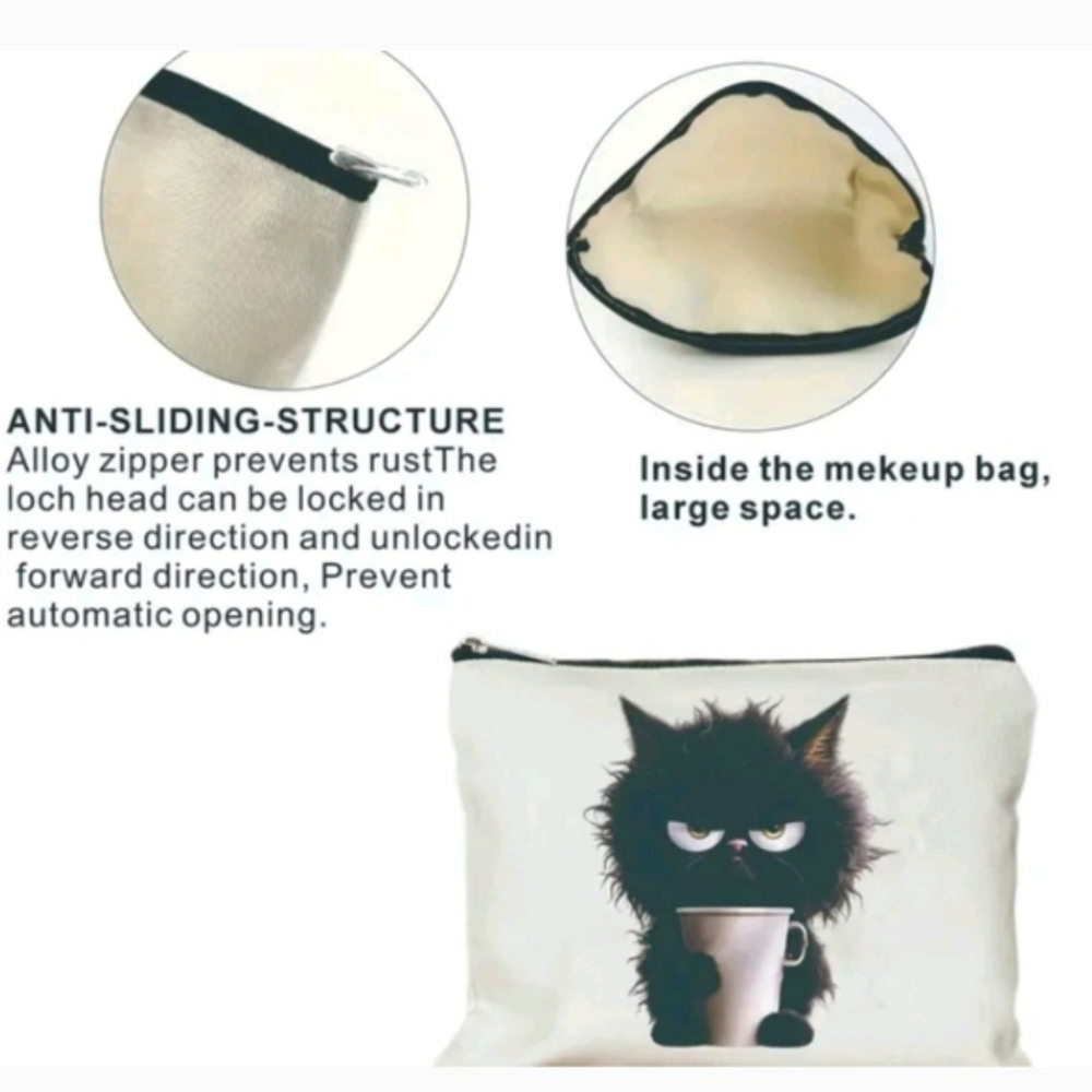 Black Cat Print Cosmetic Bag - Picture 4 of 4